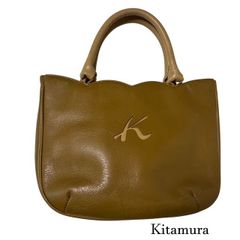 希少✨Kitamura キタムラ キャメル レザー ハンドバッグ トート ベルト
