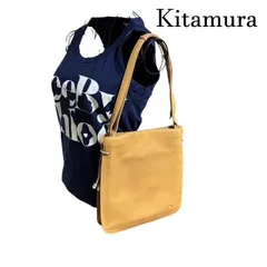 キタムラ　Kitamura　編み込みタッセルレザー　キャメルトートバック　【内部いたみあります】