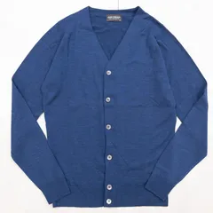 JOHN SMEDLEY ジョンスメドレー ニットカーディガン Vネック 長袖 ウール ネイビー イギリス製 メンズ S b01201のサムネイル