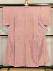 341B【アンティーク着物】 江戸小紋 袷 ピンク系 鮫小紋 地紋が美しい 清楚な一着 正絹？？ リメイク素材にも
