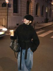 美品】BEARDSLEYファーニットポンチョ ブラック - メルカリ