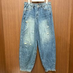 Lサイズ 常田大希着用】完売 ダメージ加工 ダークブルーデニム ワイド 