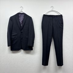 美品 エディフィス カノニコ生地 ストライプ ネイビー モヘア混 スーツ