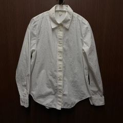 45R】 薄オックスのローファーレースアニーシャツ Rロゴ 白 丸襟 長袖 