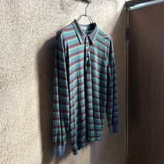 BEAMS 長袖ポロシャツ ボーダー柄 グリーン ブラック - メルカリ