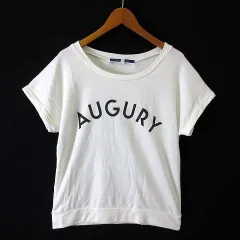 ジ エンポリアム THE EMPORIUM カットソー Tシャツ 英字 ロールアップ袖 フレンチスリーブ 半袖 L オフ白 アイボリーのサムネイル