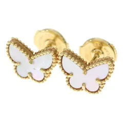 Van Cleef & Arpels (ヴァンクリーフアンドアーペル) スウィートアルハンブラ マザーオブパール パピヨン ピアス ホワイト×ゴールド K18YG 2.6g