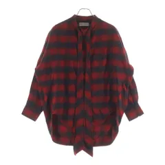 BALENCIAGA (バレンシアガ) Check Shirt バックロゴプリント 長袖チェックシャツ レッド 492513 TXB06のサムネイル