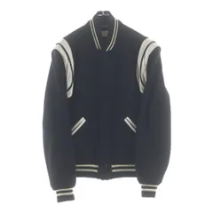 SAINT LAURENT PARIS (サンローランパリ) TEDDY JACKET テディジャケット レザートリムウールスタジアムジャンパー ブルゾン 354718 ブラックのサムネイル