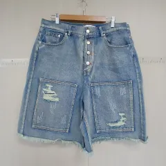 デニム ハーフパンツ ダメージ ウォッシュ ショートパンツ