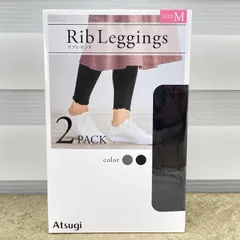 送料無料 未使用 Atsugi アツギ リブレギンス サイズM ブラック グレー 2PACK 箱潰れアウトレット品 ヒップ87-95cm/516859在★22のサムネイル