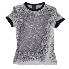 ジャンポールゴルチエ クラシックJean Paul GAULTIER CLASSIQUE アラベスクプリントトリムTシャツ 紺白48のサムネイル