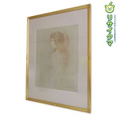 中古】【真作】M▽斎藤光子 油彩 絵画 額縁 エンパイアを望む F6