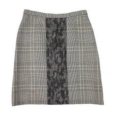 【値下げ】VALENTINO ヴァレンティノ 千鳥格子 タータンチェック レース 切り替え フレア スカート スカート レディース ウール 中古のサムネイル