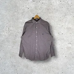 POLO RALPH LAUREN ポロラルフローレン ストレッチ ポニー刺繡 チェック柄 ギンガム 長袖 シャツ ボタンダウン ワンポイント刺繡 オーバーサイズ ビックシルエット INDIA製 Lサイズ ホワイト ブルー レッド