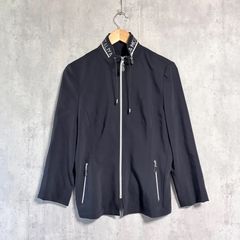 [Excellent Condition] Itariya Collar Logo Zip Jacket Size 9 Black ◆ LA MODA GOJI Itariya Stand Collar Light Outerwear Blouson Rhinestone Sequin Stretch Elastic High-End Women's Clothing Mrs. Madam