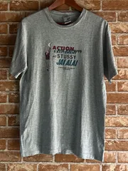 STUSSY   ステューシー　ヴィンテージ　中古　古着　Tシャツ　M   グレー　銀タグ　USA製