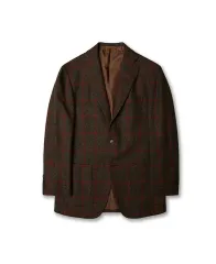 ビームス エフ BEAMS F ブラウン レッド POINT チェック ウール スポーツ ブラ ジャケット