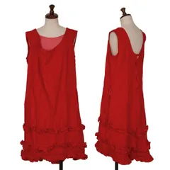 ローブドシャンブル コムデギャルソンrobe de chambre COMME des GARCONS 裾フリル製品染めノースリーブワンピース 赤M位のサムネイル