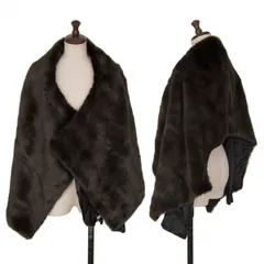 コムデギャルソンCOMME des GARCONS フェイクファーポンチョ風ボタンレスジャケット 茶M位のサムネイル