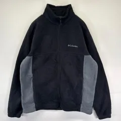 古着 コロンビア Columbia フリース ジャケット ワンポイント刺繍ロゴ 裾ドローコード フルジップ L  ブラック系 ツートン メンズのサムネイル