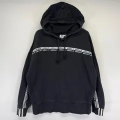 古着 アディダス adidas パーカー トレフォイルロゴ プルオーバー フーディ スウェット S  ブラック系 メンズ