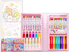 すみっコぐらし ブック型 文房具セット 42種類 お絵かきセット ステーショナリー + シール1枚 女の子用 お絵描きバッグ 色鉛筆 クレヨン すみっこぐらし すみっこ しろくま ぺんぎん？ とんかつ ねこ とかげ 4