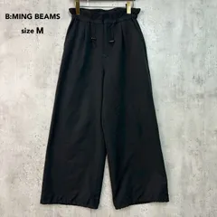 B:MING BEAMS ビーミングバイビームス M ブラック ワイドパンツ ガウチョ イージーパンツ ウエストゴム ドローストリング ギャザー 裾絞り ストレッチ 無地 カジュアル オフィス 仕事着 ビームス ★ ◇■ ★ ◆■のサムネイル