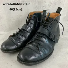 alfredoBANNISTER IN アルフレッドバニスター ベルトデザイン レースアップ ブーツ ブラック 黒 40 25cm 本革 レザー ワークブーツ コンバット 靴 鞄 シューズ モード カジュアル 完売品 ★ ■■のサムネイル