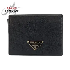 PRADA プラダ サフィアーノ 三角ロゴプレート ブラック 黒 シルバー金具 レザー カードケース 名刺入れ メンズ 601964【中古】