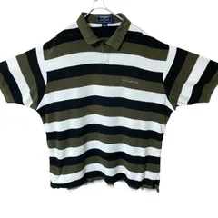 CHM POLO SPORT RALPH LAUREN ボーダー ポロシャツ XXL メンズ レディース ユニセックス 古着 ラルフローレン 半袖 カーキ ブラック ホワイト ビッグサイズ 90s