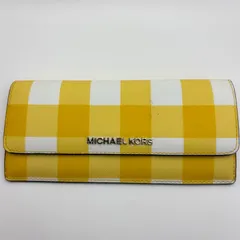 MICHAEL KORS マイケルコース 長財布 チェック柄 イエロー ホワイト スリム