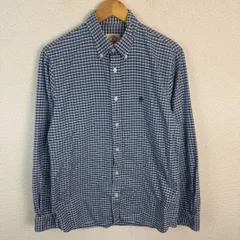 Brooks Brothers ブルックスブラザーズ ボタンダウンシャツ ギンガムチェック ロゴ刺繍 ブルー M メンズ 古着 クラシック シンプル