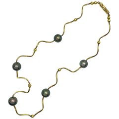 希少！美品2回使用】TASAKIスネーキングヴァインパールネックレスK18YG 