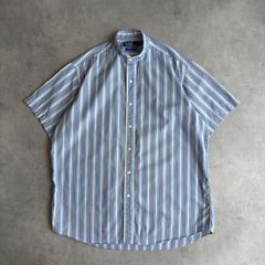 ETRO イタリア製 マルチストライプ 半袖 シャツ ワイドカラー メンズ