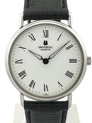 UNIVERSAL GENEVE 手巻き腕時計 ネイビー文字盤 - メルカリ