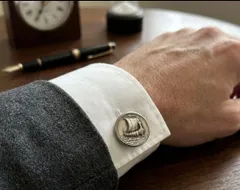 ★カフス1つのみ★GEORG JENSEN ジョージジェンセン カフス 帆船 バイキングシップ 925 デンマーク製 50のサムネイル