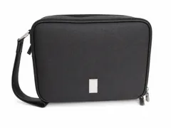 希少　未使用級☆dunhill ダンヒル 　ダブルファスナー　レザー　セカンドバッグ 　クラッチバッグ　　ダークブラウン×ブラック　ストラップ付