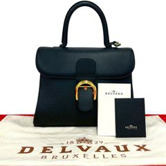 極 美品 希少品 保存袋付き DELVAUX デルヴォー ブリヨン MM ロゴ 金具 レザー 本革 ハンドバッグ ミニ トートバッグ ブラック 27992