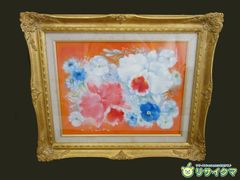中古】【真作】M▽斎藤光子 油彩 絵画 額縁 エンパイアを望む F6