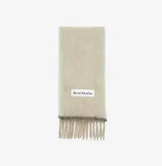 新品 Acne Studios アクネストゥディオズ モヘア ウール フリンジ スカーフ ベージュ グレー