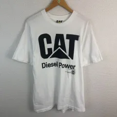 US製　CAT CATERPILLAR キャタピラー 半袖 Tシャツ 企業ロゴ プリント ホワイト L メンズ 古着 ワーク系 アメカジのサムネイル