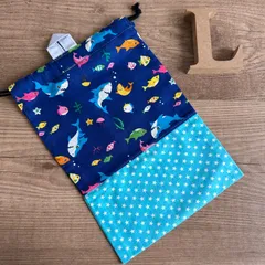 No.101《27×20》ループ付き⭐︎給食袋　L size ＊さめ