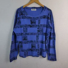 Plantation プランテーション 長袖 Tシャツ 総柄 ブルー レディース 古着 レトロ モードのサムネイル