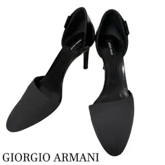 ジョルジオアルマーニ 　GIORGIO ARMANI　パンプス スエード調×エナメルリボン 黒 37のサムネイル