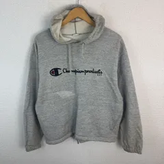 Champion チャンピオン スウェットパーカー センターロゴ刺繍 グレー L メンズ 古着 スポーツMIX アメカジ