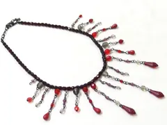 AGATHA アガタ レッド系 ビーズ ネックレス