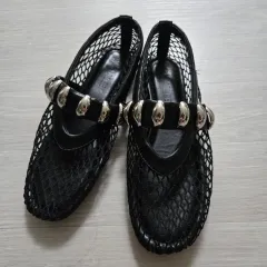 新品 メッシュ ブラック フラットシューズ