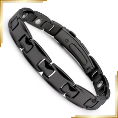 【新品】 [QIAOZILI] 11粒 純度99.999% ゲルマニウムブレスレット チタン鋼 ブレスレット 男女兼用 金属アレルギー対応 静電気防止ヘルスケア ギフトボックス付き 取扱説明書 サイズ調整可能 専用ギフトBOX付き バレンタインデー 記念日 1のサムネイル