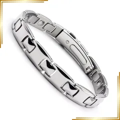 【新品】 [QIAOZILI] 11粒 ?度99.999% ゲルマニウムブレスレット チタン鋼ブレスレット 男女兼用 金属アレルギー対応 静電気防止ヘルスケア ギフトボックス付き 取扱説明書 サイズ調整可能 専用ギフトBOX付き バレンタインデー 記念日  1のサムネイル